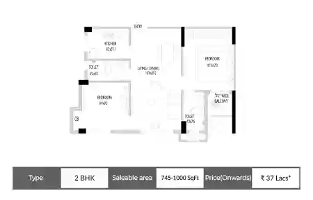 2 BHK Floor Plan